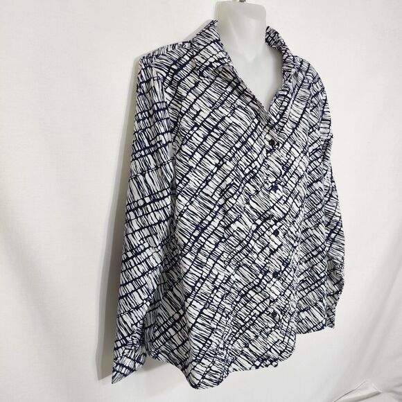 Chico's Womens Top Size 2 Large Wrinkle Resistant Button Long Sleeve 100% Cotton - Picture 4 of 12